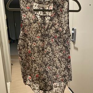 Lush Sleeveless Floral Print Camisole in Ivory, Charcoal & Red